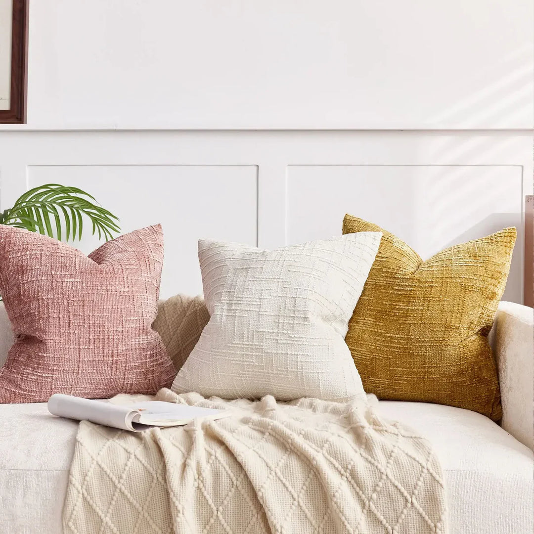 Chenille Sofa cushion cover – Soft solid design | Elegant decoration for living & bedrooms | Stornfield