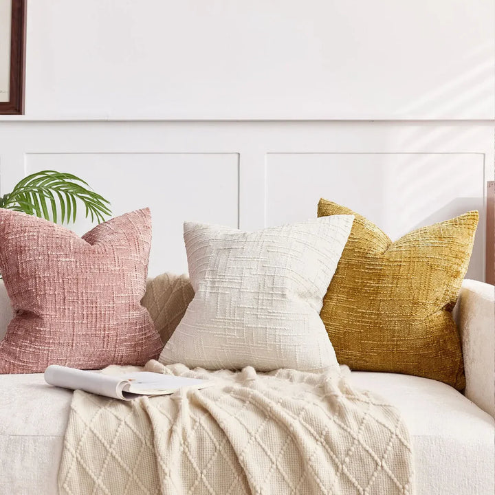 Chenille Sofa cushion cover – Soft solid design | Elegant decoration for living & bedrooms | Stornfield