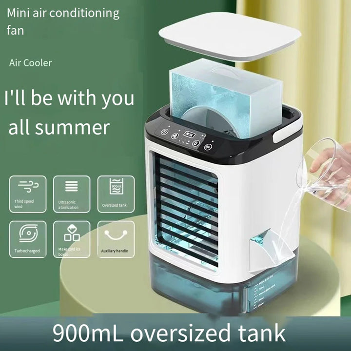 USB Portable Mini Air Conditioner Fan – 3-Speed Desktop Cooling Fan with LED Night Light, Air Cooler for Home, Office, and Camping | Stornfield