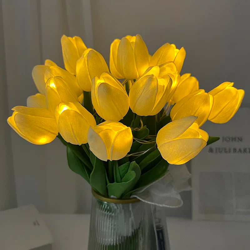 Stornfield | LED Lamp with Artificial Tulip Bouquet Perfect for Gifts or as Home Decorations for Wedding Parties