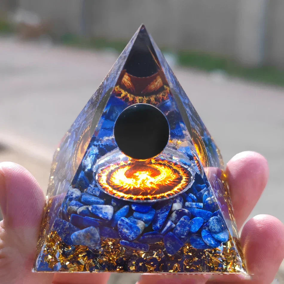 Orgonite Pyramid with Amethyst Pendulum – Energy, Protection and Decoration | Stornfield