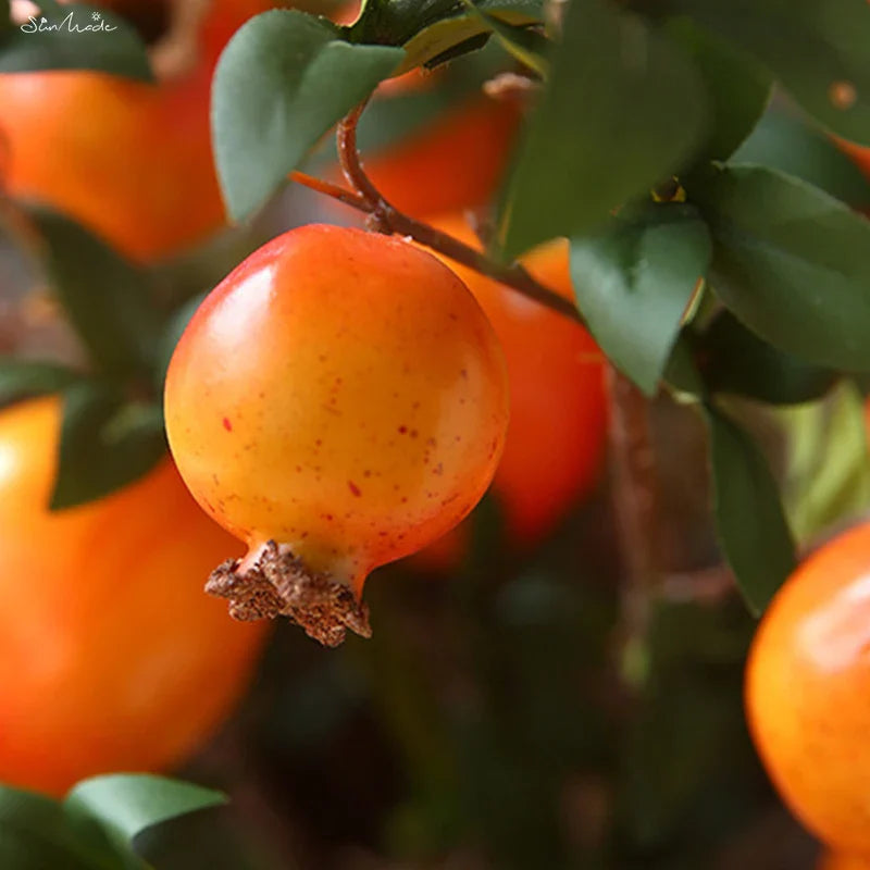 6-Piece Artificial Pomegranate Fruit Branch with Leaves | Stornfield