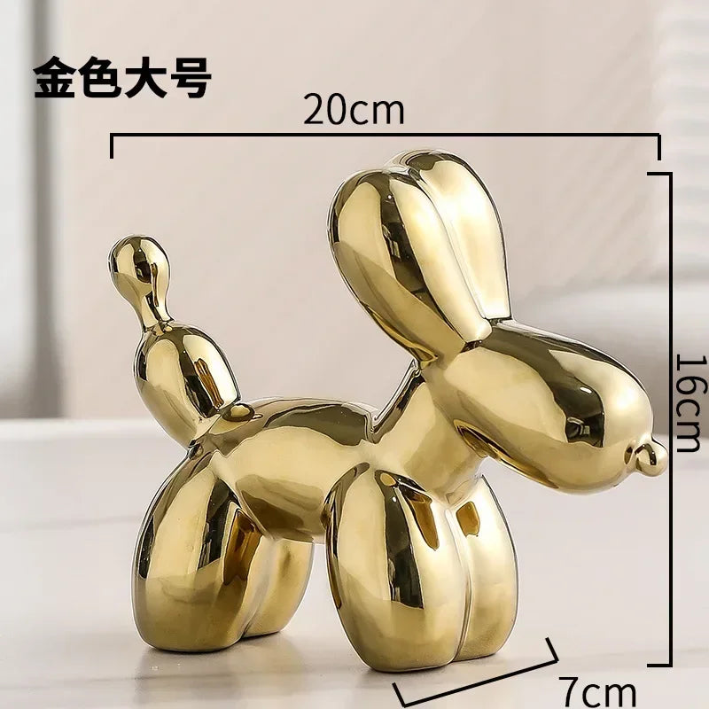 Stornfield | Golden Nordic Ceramic Balloon Dog Sculpture Animal Decorations Statue Living Room Ornaments Creative Desk Ornament Home Decor