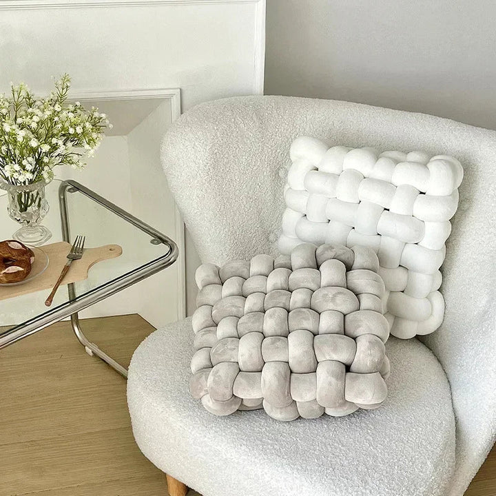Thick woven knot cushion | Stornfield