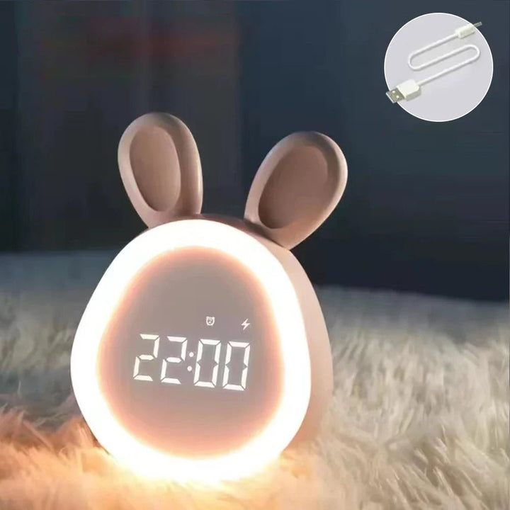 Rabbit-Shaped Kids' Alarm Clock with LED Night Light - BunniGlow | Stornfield