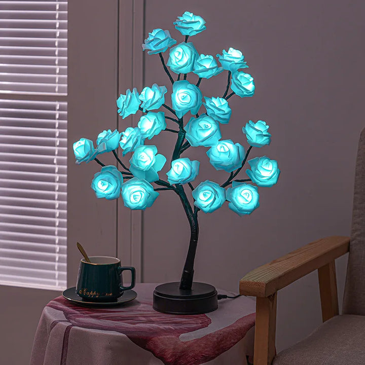 Stornfield | Lumières de Table en Fleurs Roses RGB 24LED USB Batterie Lampe de Fée Lumière de Nuit Décoration de Fête à Domicile Noël Mariage Chambre Cadeau