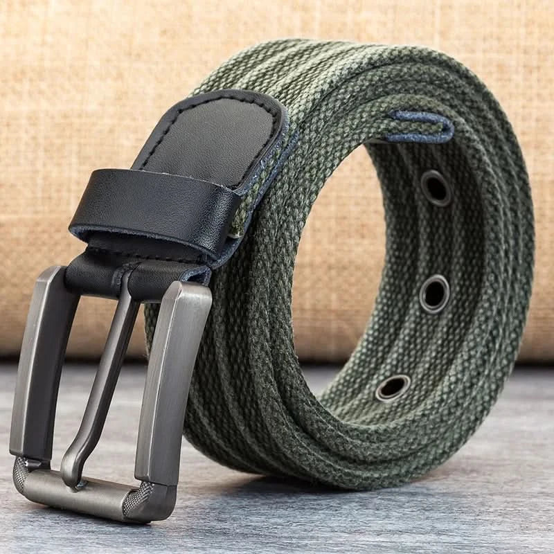 Stornfield | Men’s Canvas Belt – Adjustable Casual Striped Waistband