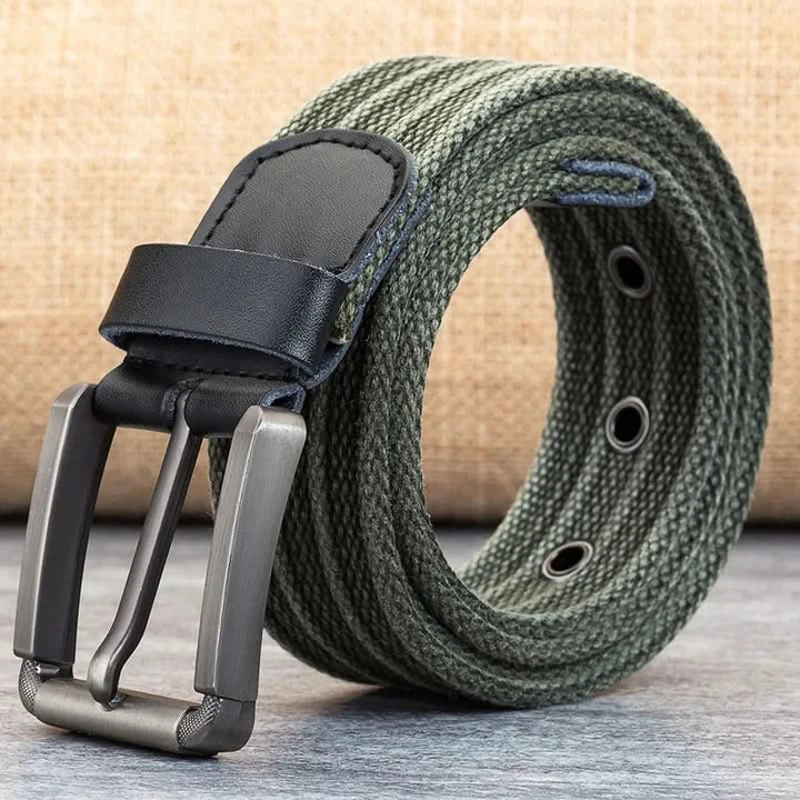 Stornfield | Men’s Canvas Belt – Adjustable Casual Striped Waistband