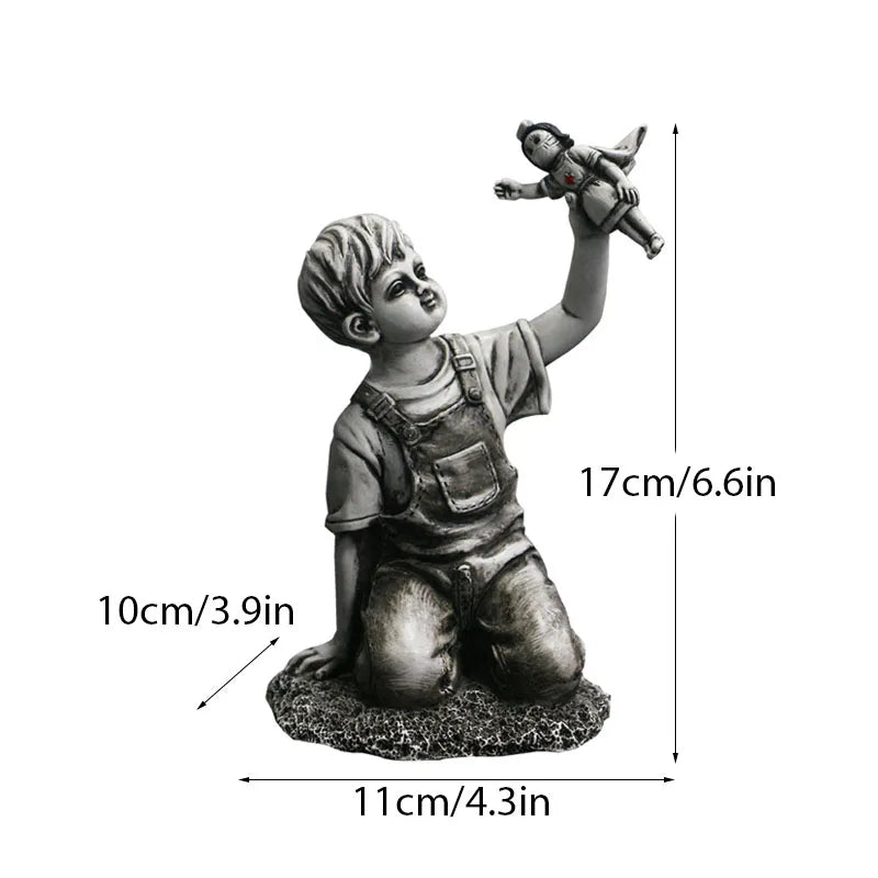 Stornfield | Artify Banksy Sculpture Collection | Flower Thrower & Balloon Girl | Pop Art Figures | Modern Office & Home Decoration