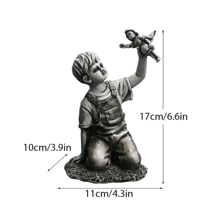 Stornfield | Artify Banksy Sculpture Collection | Flower Thrower & Balloon Girl | Pop Art Figures | Modern Office & Home Decoration