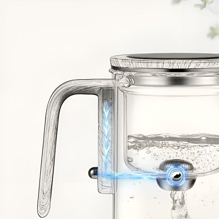 Glass teapot with wooden handle – One-click filter | Perfect for loose tea & Puer | Stornfield
