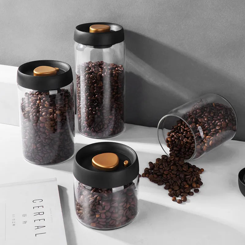 Stornfield | GIANXI Vacuum Sealed Pitcher, Coffee Beans, Glass, Airtight Container, Food, Cereals, Sweets, Storage Container, Kitchen Accessories