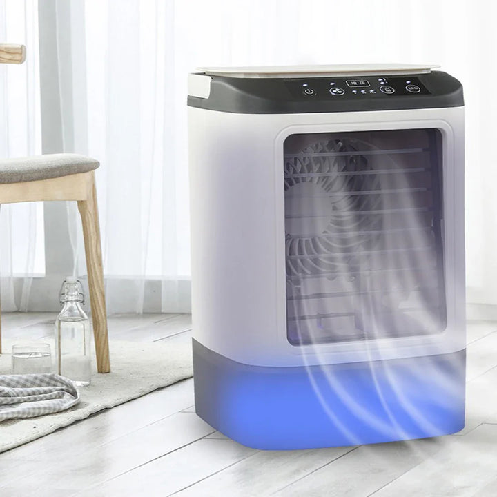 USB Portable Mini Air Conditioner Fan – 3-Speed Desktop Cooling Fan with LED Night Light, Air Cooler for Home, Office, and Camping | Stornfield