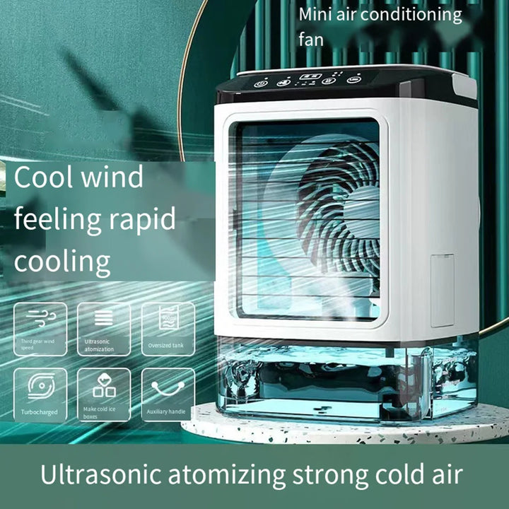 USB Portable Mini Air Conditioner Fan – 3-Speed Desktop Cooling Fan with LED Night Light, Air Cooler for Home, Office, and Camping | Stornfield