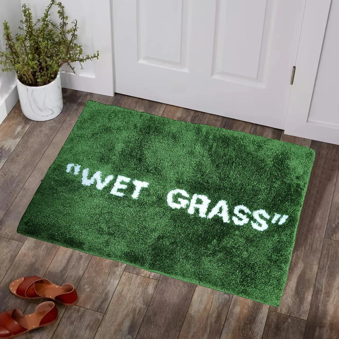 FreshLawn Comfort Mat – Trendy "Wet Grass" Doormat in Green with Soft Plush | Stornfield