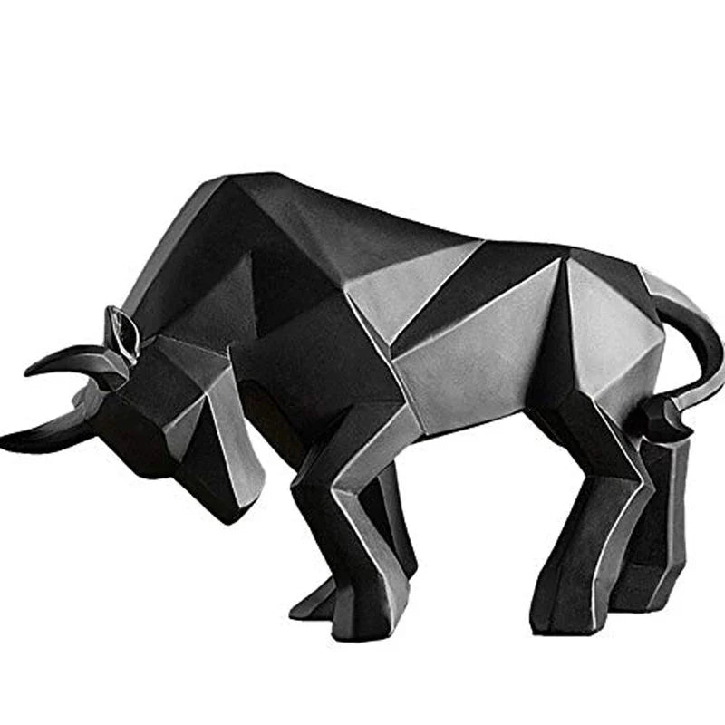 Stornfield | YuryFvna Modern Geometric Bull Statue, Ornament, Coffee Shop, Bull Sculptures, Animal Figurines, Abstract Decoration for Hotel and Home