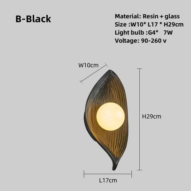 Stornfield | Elegant Gold Leaf LED Wall Sconce