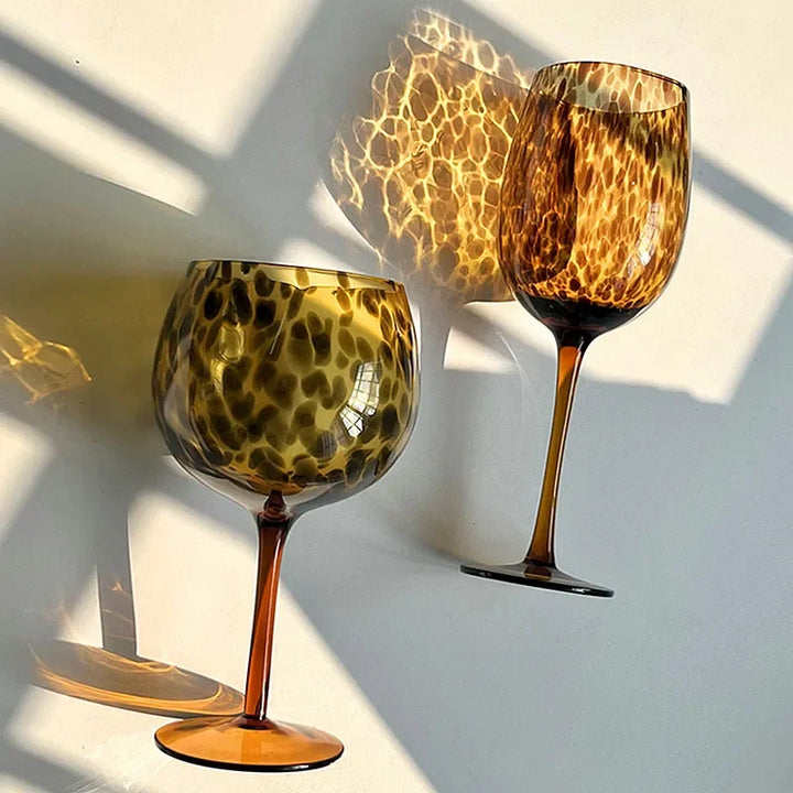 Stornfield | Vintage Amber Leopard Print Wine Glass