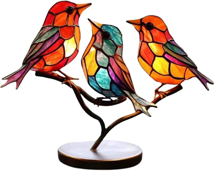 ElegantAviary | Colorful Birds on Branches Stornfield Desktop Ornaments