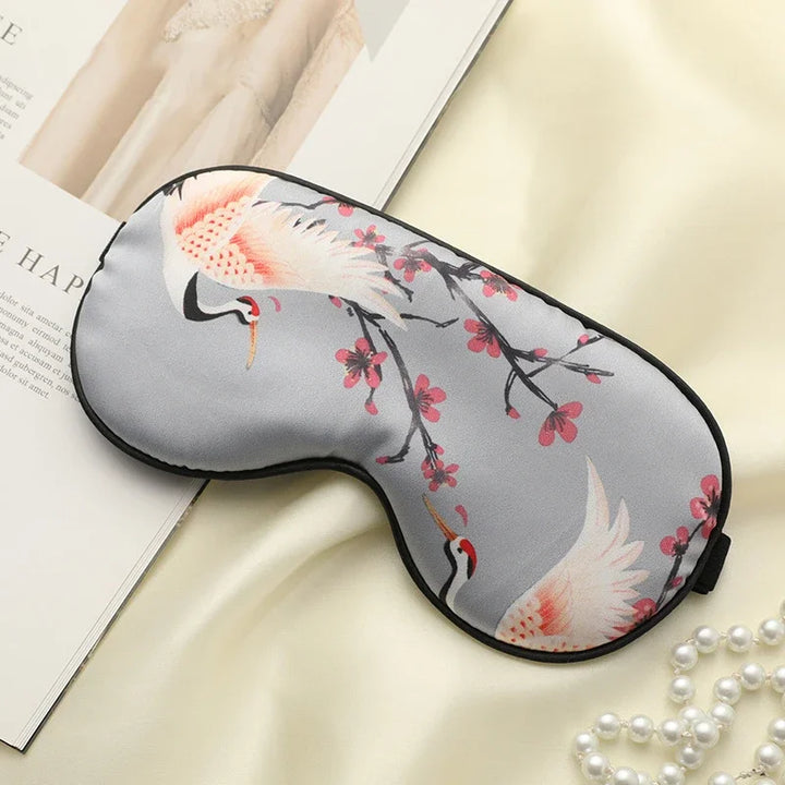 Stornfield | Silk Crane – Luxury Silk Sleep Mask with Crane Pattern