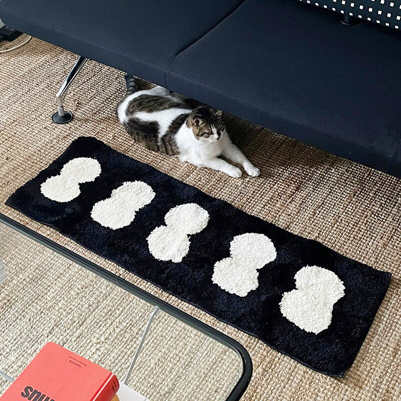 Abstract Black and White Narrow Rug | Stornfield