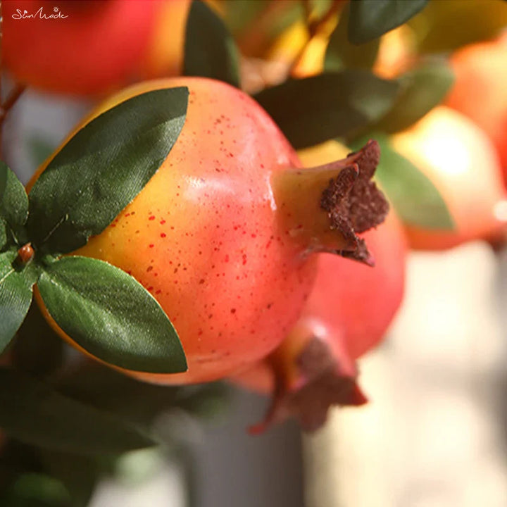 6-Piece Artificial Pomegranate Fruit Branch with Leaves | Stornfield