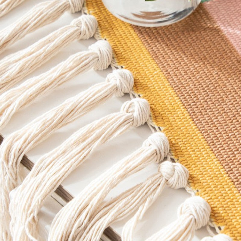 Stornfield | Tenture Murale Bohémienne, Mur Tissé en Macramé, Décoration d'Intérieur, Tassel en Lin de Coton, Fait Main, Tissé, Art de Toile Géométrique, Tentures Murales de Fond