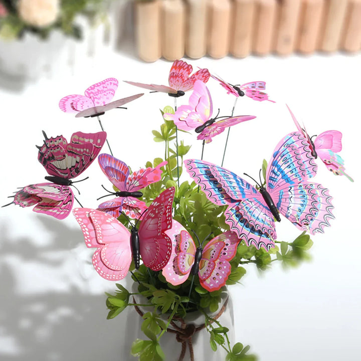 Stornfield | FloraViva Butterfly Garden Stakes | Set of 10 | Weatherproof & Colorful | For Beds, Flower Pots & Balcony
