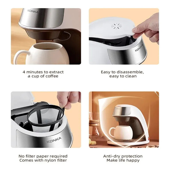 Stornfield | KONKA 2-in-1 Coffee Machine, Tea & Coffee Powder, Multi-Drip, Coffee Maker, Fast Heating, Office and Home, 220V, Easy to Use