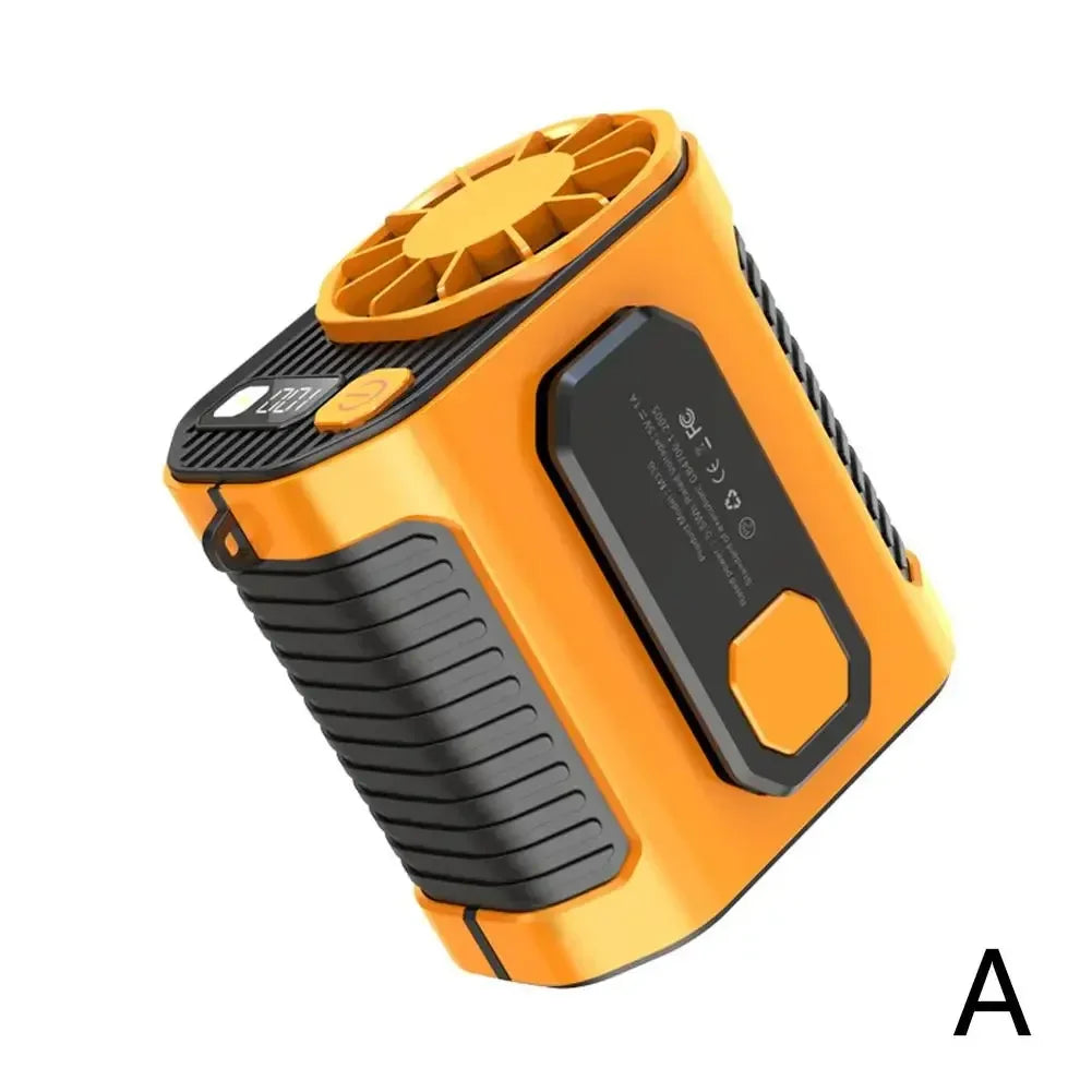 20000mAh Portable Waist Fan - Strong Wind Hanging Neck Fan with Power Bank and LED Lighting for Outdoor Sports and Work | Stornfield