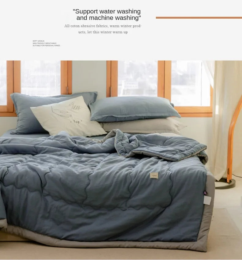 2024 Japanese Cotton-Polyester Summer Quilt – Lightweight, Washable, Skin-Friendly Solid Color Quilt | Stornfield