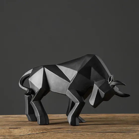 Stornfield | YuryFvna Modern Geometric Bull Statue, Ornament, Coffee Shop, Bull Sculptures, Animal Figurines, Abstract Decoration for Hotel and Home