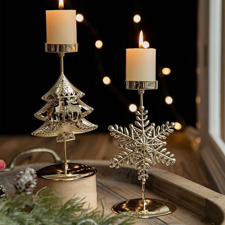 Christmas Candle Holders - Star and Christmas Tree Design for Festive Decoration | Stornfield