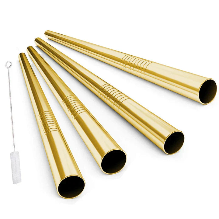 Reusable stainless steel bubble tea straws with cleaning brush | Stornfield