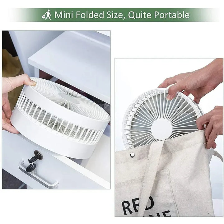 7200mAh USB Rechargeable Portable Folding Fan Floor Low Noise Fan for Outdoor Home Wireless Fan 4 Speed Camping Portable Fan | Stornfield