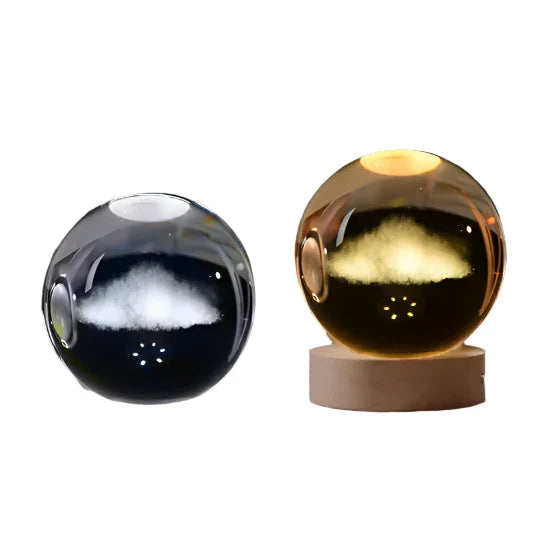 3D Crystal Night Light LED - Starry Sky Projector with Wooden Base, Romantic Lighting for Bedroom & Gifts | Stornfield