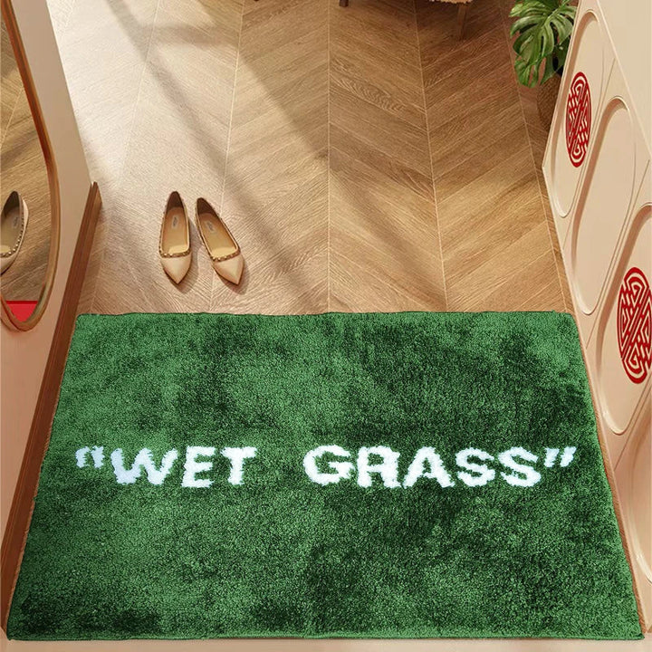 FreshLawn Comfort Mat – Trendy "Wet Grass" doormat in green with soft plush Stornfield