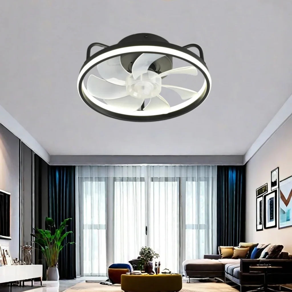 Modern LED Ceiling Fan Light with DC Motor - 6 Speed, Timer, Low Floor Attic Fan, Remote Control Decorative Light | Stornfield