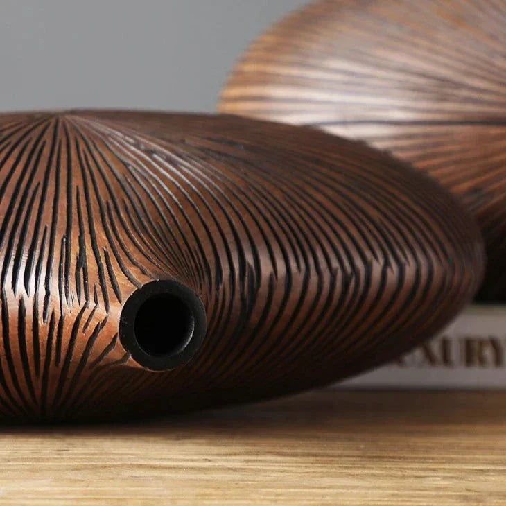 Stornfield | ClayAura Sahara Carved Vase | Handmade | Modern Home Decor | Elegant Design