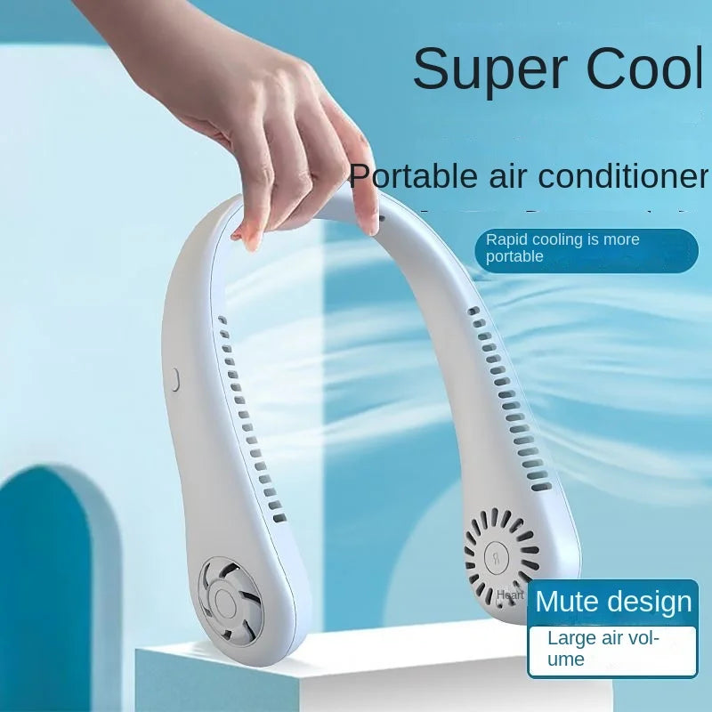 Stay Cool Anywhere with 1PC New Mini Neck Portable Bladeless Hanging Neck Fan - Long Battery Life, Rechargeable, 3-Speed Air Cooler for Summer Sports | Stornfield