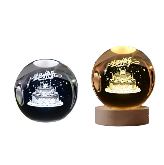 3D Crystal Night Light LED - Starry Sky Projector with Wooden Base, Romantic Lighting for Bedroom & Gifts | Stornfield