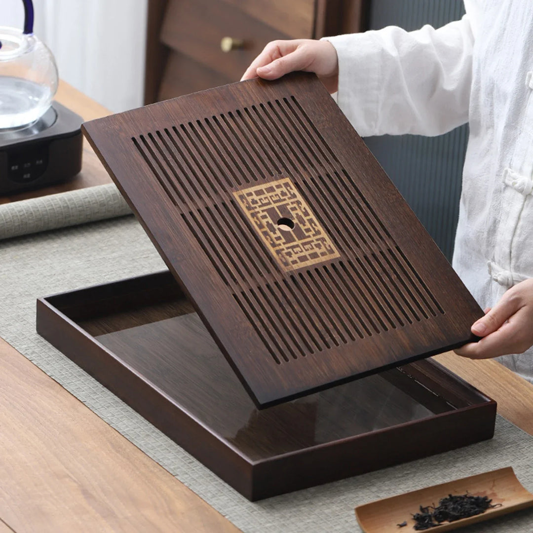 Stornfield | Chinese Tea Tray with Water Storage Box Durable Simple Drainage Type Tea Serving Tray for Teahouse Home Office