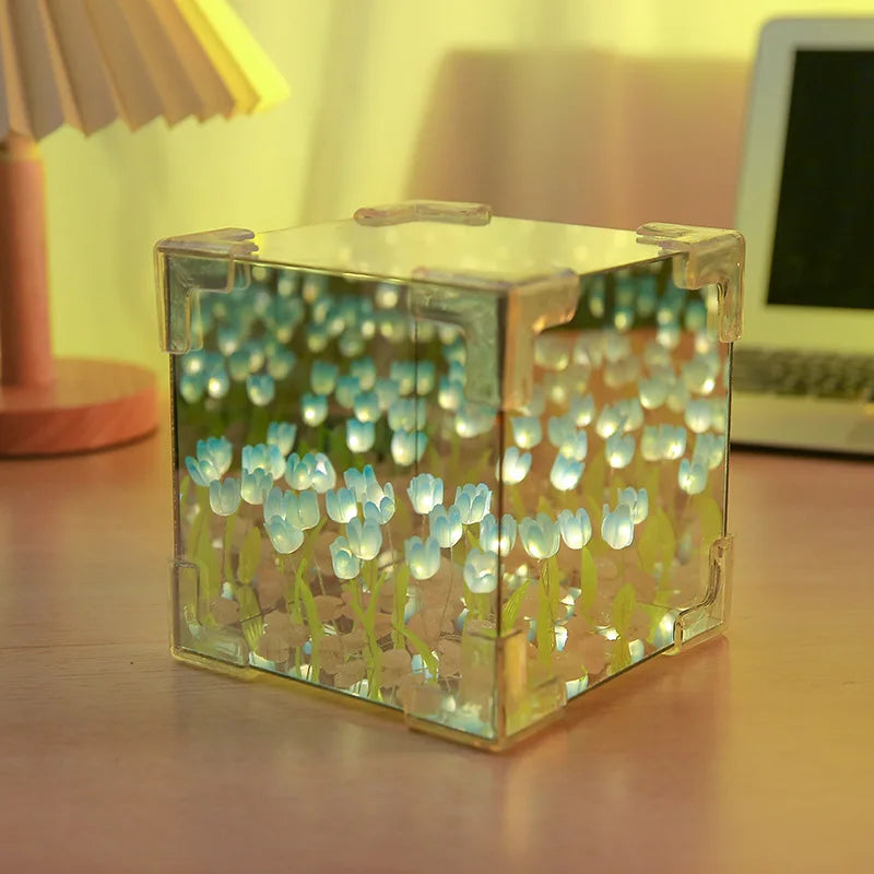 DIY Tulip Flower Sea Cube Lamp