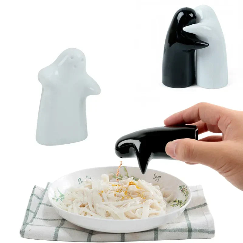 Stornfield | Pretty Spooky Ceramic Salt and Pepper Mills Black and White