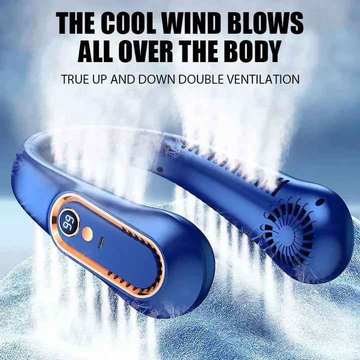 Portable Mini Bladeless Neckband Fan with Digital Display - USB Rechargeable Air Cooler for Neck, Hands-Free Cooling Experience | Stornfield