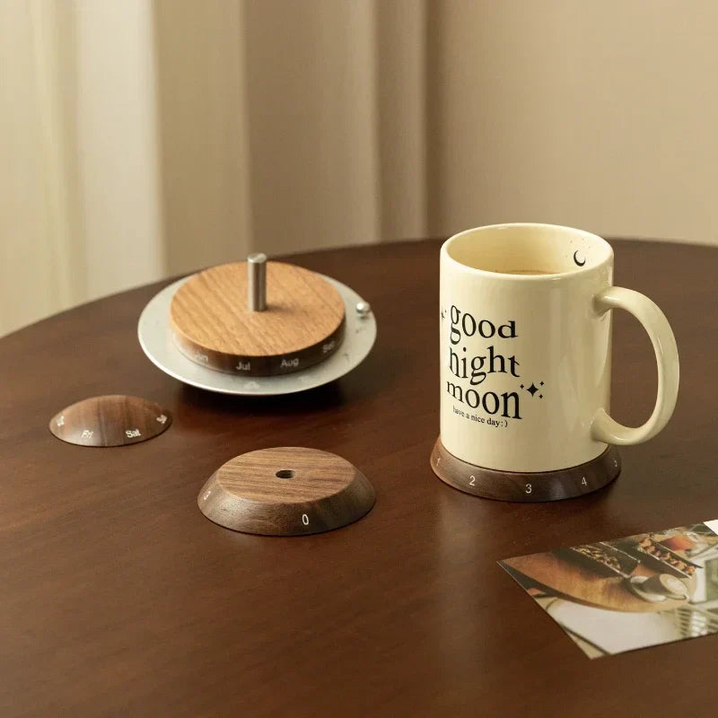 Cosmic Cycle Minimalist Rotating Wooden Calendar | Stornfield