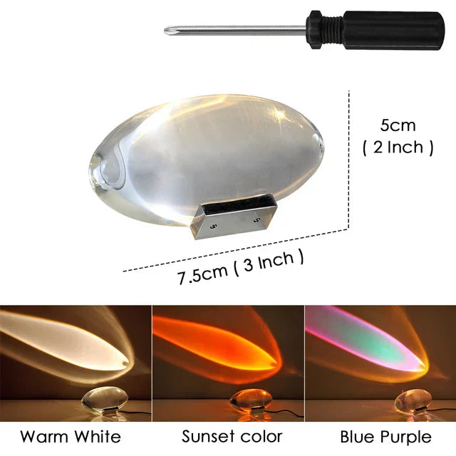 Stornfield | Crystal LED Table Lamp "Eye of the Sky" – Italian Design Bedside Projector Lamp for Living Room and Bedroom Decoration