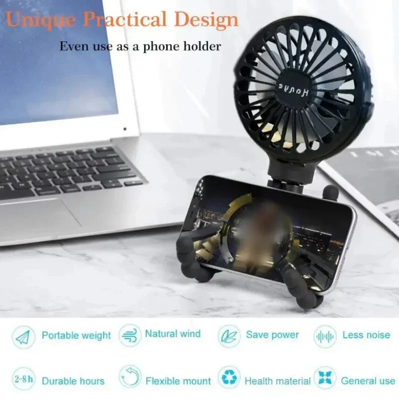 Rechargeable Baby Stroller Fan: Handheld USB Bladeless Mini Ventilator - Silent Cooling for Outdoor Use, Neck and Table Fan | Stornfield