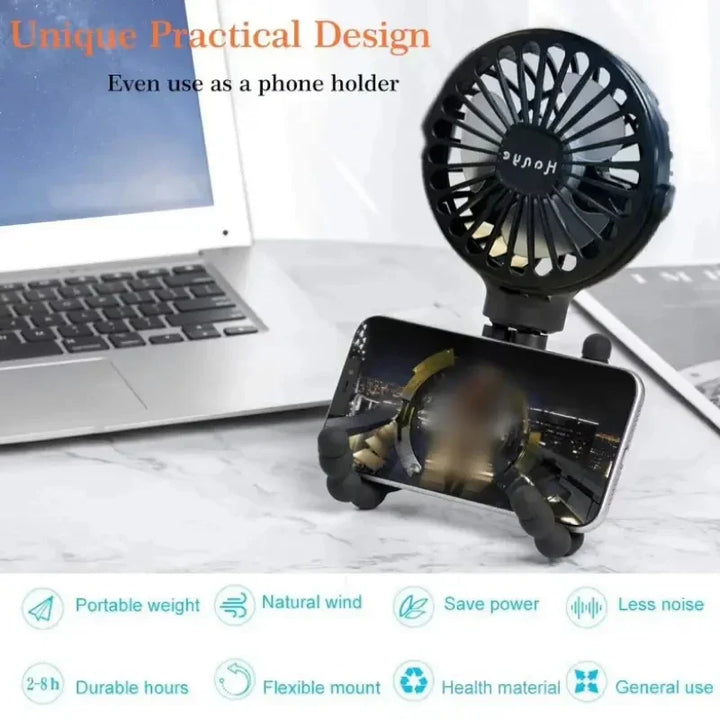 Rechargeable Baby Stroller Fan: Handheld USB Bladeless Mini Ventilator - Silent Cooling for Outdoor Use, Neck and Table Fan | Stornfield