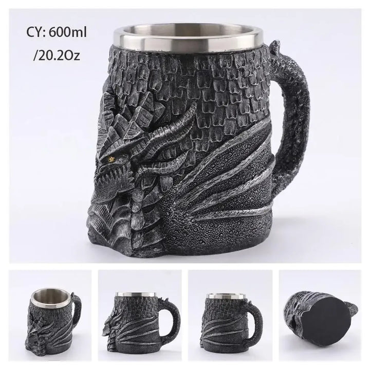 Stornfield | Medieval Dragon Stainless Steel Resin Mug as Coffee Mug or Tea Mug